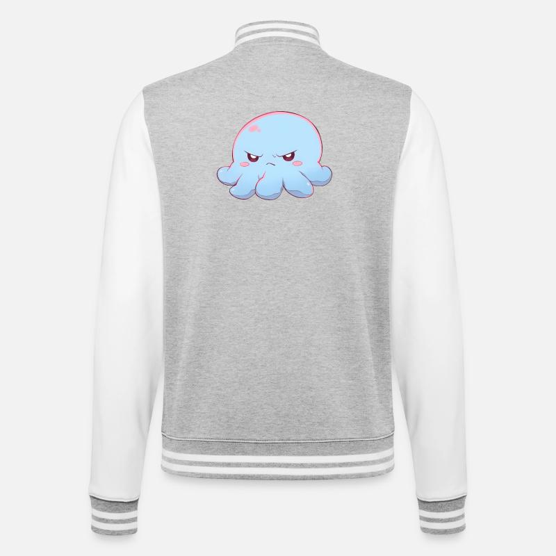 Blue grumpy octopus - College-Sweatjacke - Grau meliert/Weiß