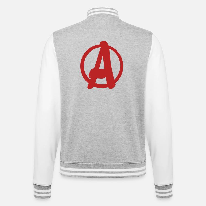 Cooles, einfaches A-Logo - College-Sweatjacke - Grau meliert/Weiß