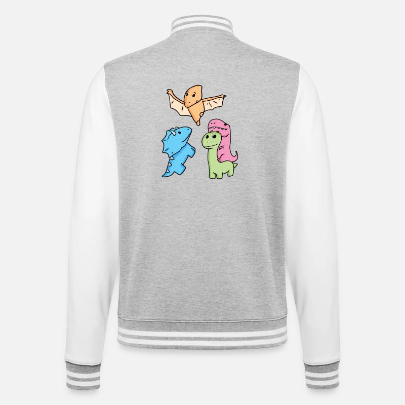 Dinosaur - College Sweat Jacket - heather grey/white