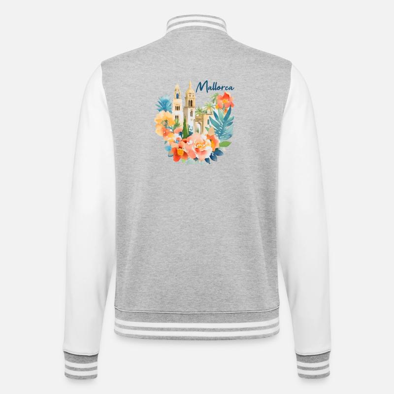 Mallorca - College-Sweatjacke - Grau meliert/Weiß