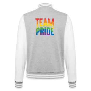 Mois de la fierté LGBT - Fierté d’équipe - Veste Teddy - gris chiné / blanc - Dos - Marisol (170cm)