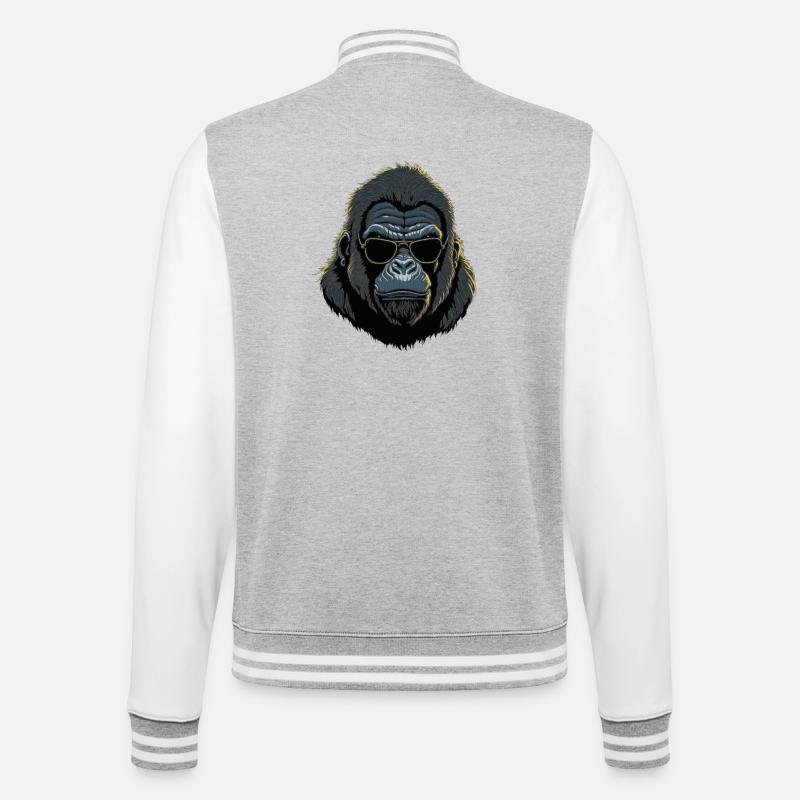 Gorilla with sunglasses - College Sweat Jacket - heather grey/white
