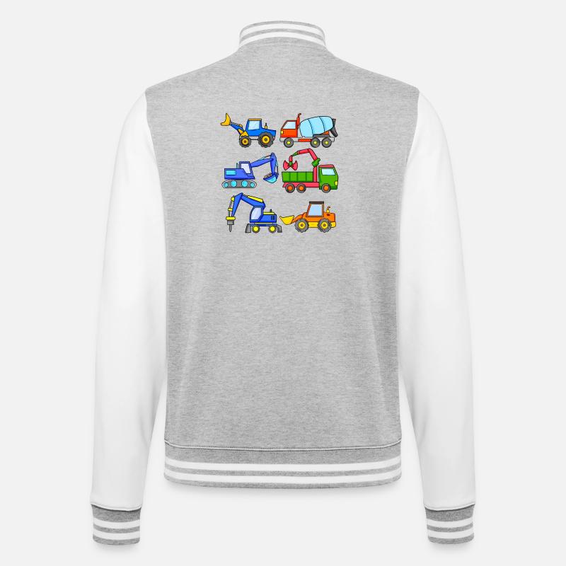 Construction Site Vehicles Vehicle - College Sweat Jacket - heather grey/white
