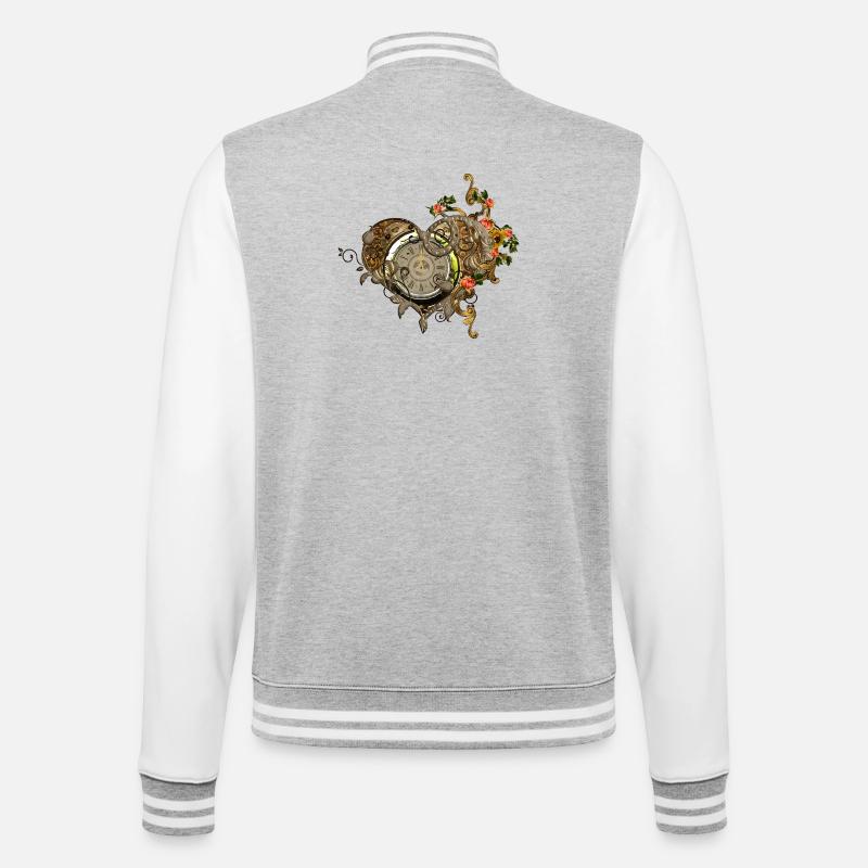 Wunderbare Steampunk-Uhr - College-Sweatjacke - Grau meliert/Weiß