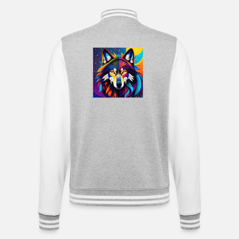 Wolf - College Sweat Jacket - heather grey/white