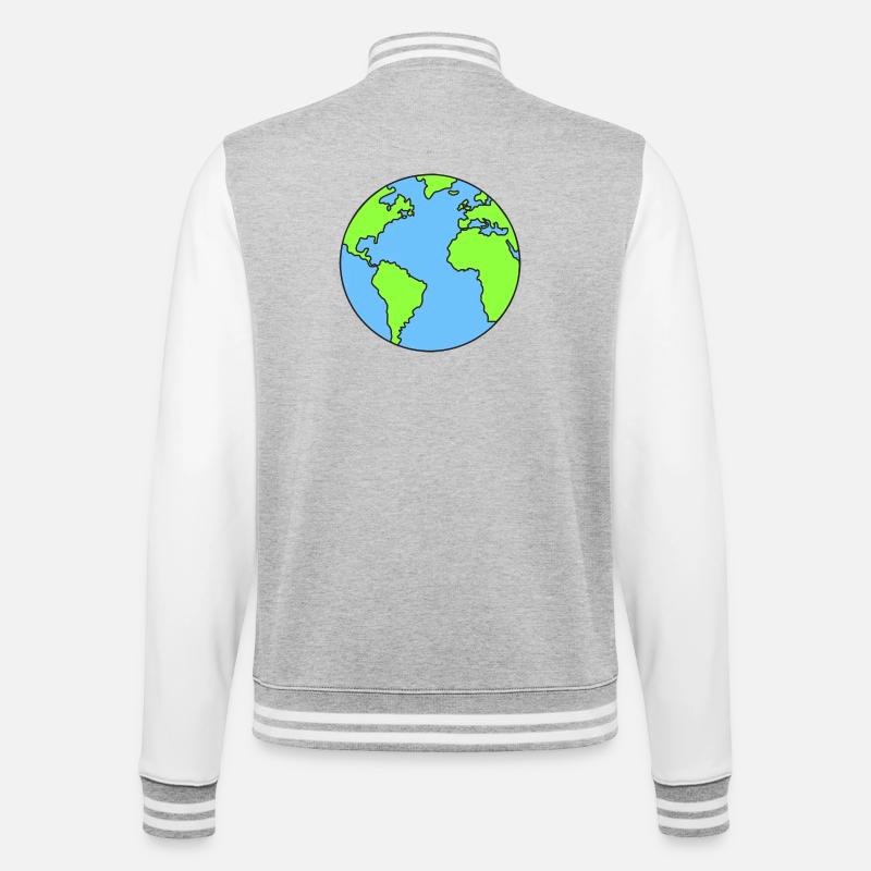 Planet Erde Erdkugel - College-Sweatjacke - Grau meliert/Weiß