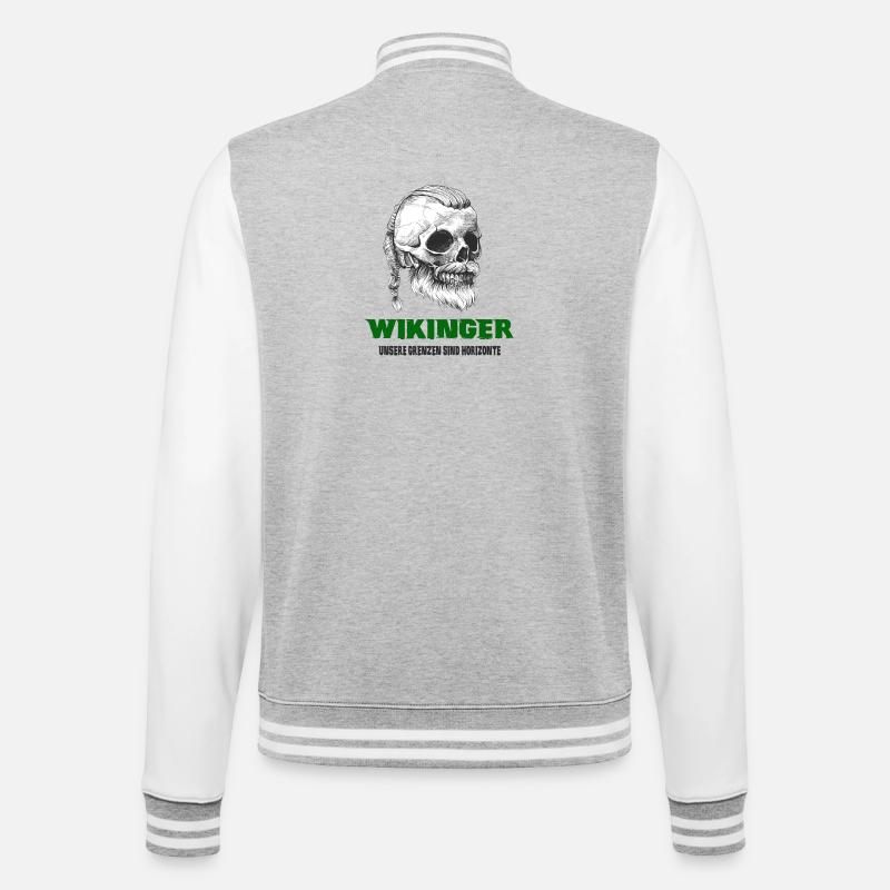Wikinger Totenkopf Design - College-Sweatjacke - Grau meliert/Weiß