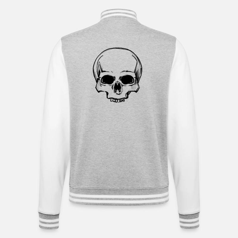 Simple Skull - College Sweat Jacket - heather grey/white