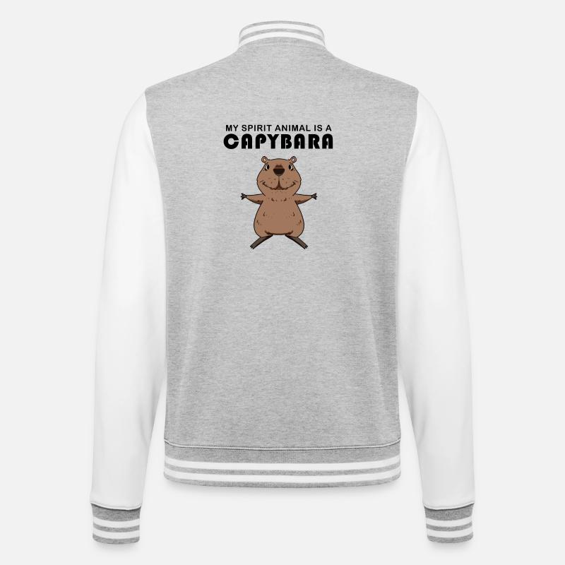 Capybara Capybara Gift - College Sweat Jacket - heather grey/white