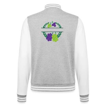 Grapes in laurel wreath with green purple grapes - College Sweat Jacket - heather grey/white - Back - Marisol (170cm)