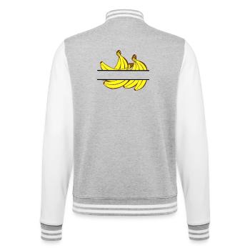 Bannière banane avec bananes jaunes - Veste Teddy - gris chiné / blanc - Dos - Marisol (170cm)