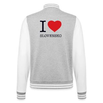 I LOVE SLOVAKIA Slowakei - College-Sweatjacke - Grau meliert/Weiß - Hinten - Marisol (170cm)