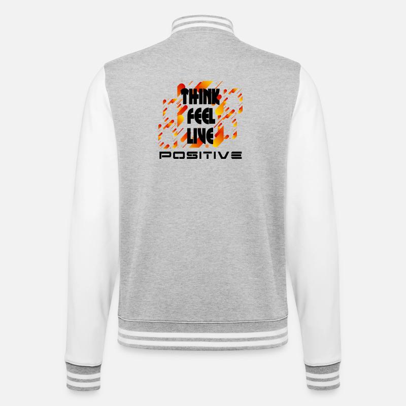 Denke, fühle dich positiv v4 - College-Sweatjacke - Grau meliert/Weiß