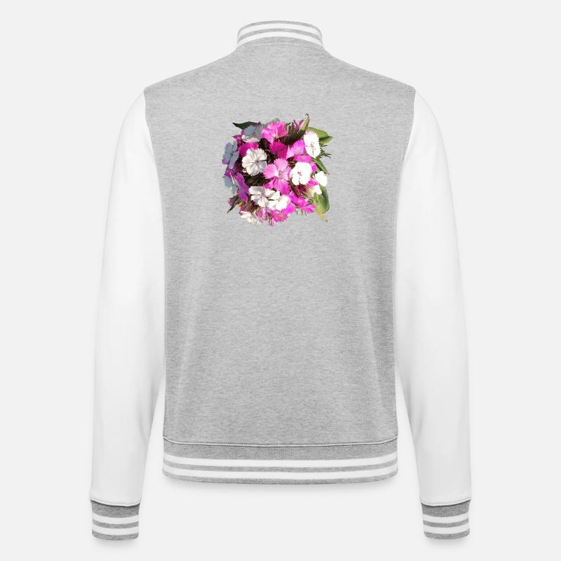 Bouquet d’œillets - Veste Teddy - gris chiné / blanc