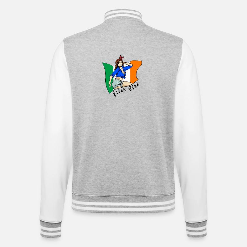 Irisches Mädchen Flaggen Design - College-Sweatjacke - Grau meliert/Weiß