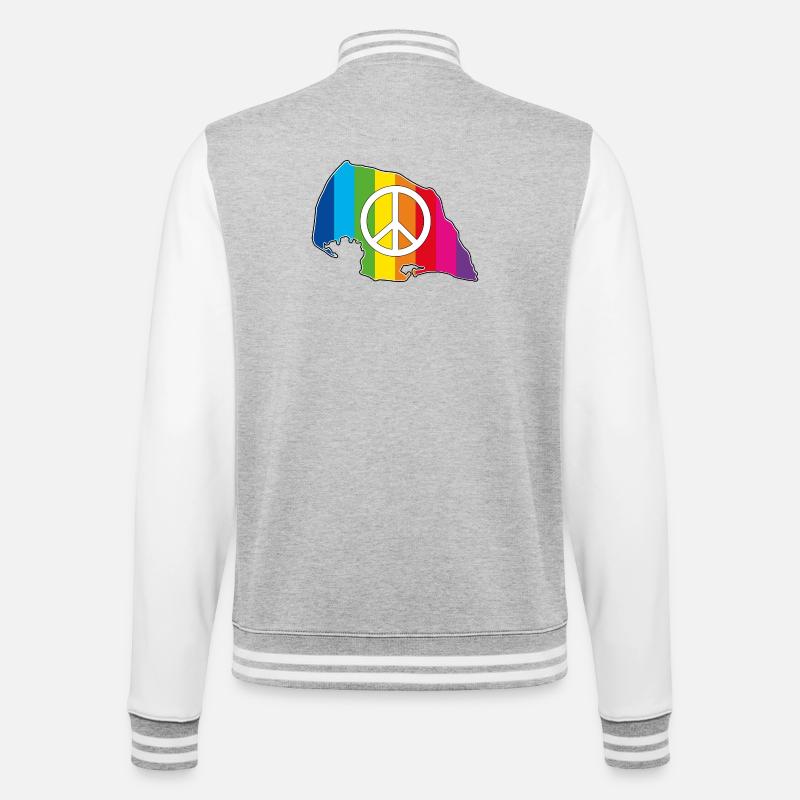 Insel Fehmarn Love Peace Rainbow - College-Sweatjacke - Grau meliert/Weiß