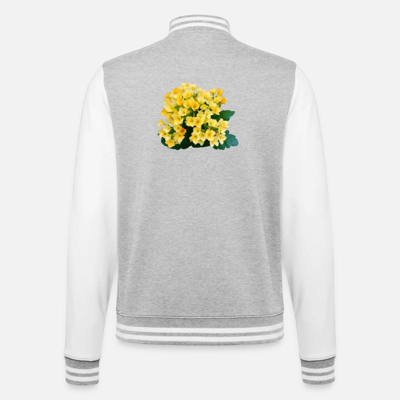 Fleurs printanières jaune doré - Veste Teddy - gris chiné / blanc