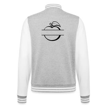 Bannière logo pomme - Veste Teddy - gris chiné / blanc - Dos - Marisol (170cm)