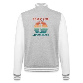 Quarterback American Football Retro - College-Sweatjacke - Grau meliert/Weiß - Hinten - Marisol (170cm)