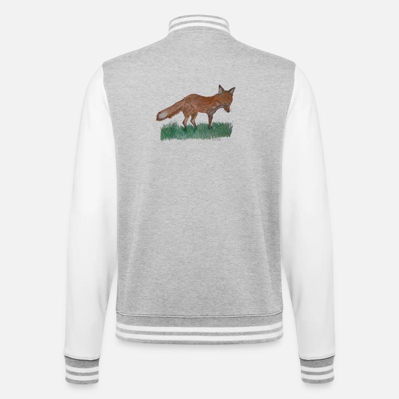Ich bin nur ein Fuchs - College-Sweatjacke - Grau meliert/Weiß