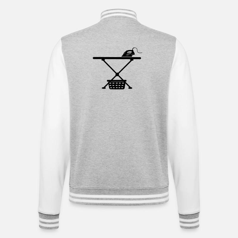 Eisen Srichplak und Wäschekorb - College-Sweatjacke - Grau meliert/Weiß
