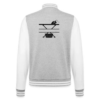 Iron, ironing board and laundry basket, text banner - College Sweat Jacket - heather grey/white - Back - Marisol (170cm)