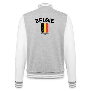 Belgian Brush Flag Distressed - College Sweat Jacket - heather grey/white - Back - Marisol (170cm)