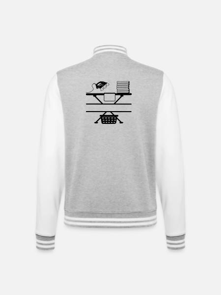 Dampfbügeleisen Paste und Textbanner - College-Sweatjacke - Grau meliert/Weiß