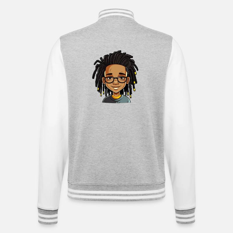 Dreadlocks mit freundlichem Gesicht - College-Sweatjacke - Grau meliert/Weiß