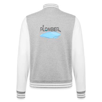 Plumber - College Sweat Jacket - heather grey/white - Back - Marisol (170cm)