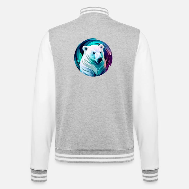 White polar bear - College Sweat Jacket - heather grey/white