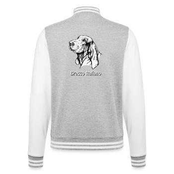 Bracco Italiano Portrait mit Text - College-Sweatjacke - Grau meliert/Weiß - Hinten - Marisol (170cm)