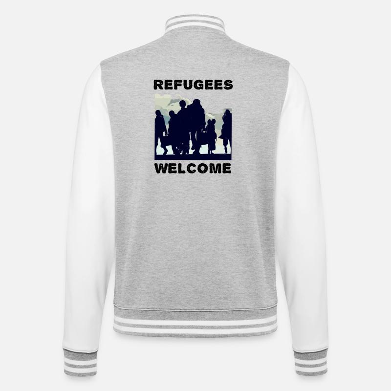 Les réfugiés accueillent la solidarité - Veste Teddy - gris chiné / blanc