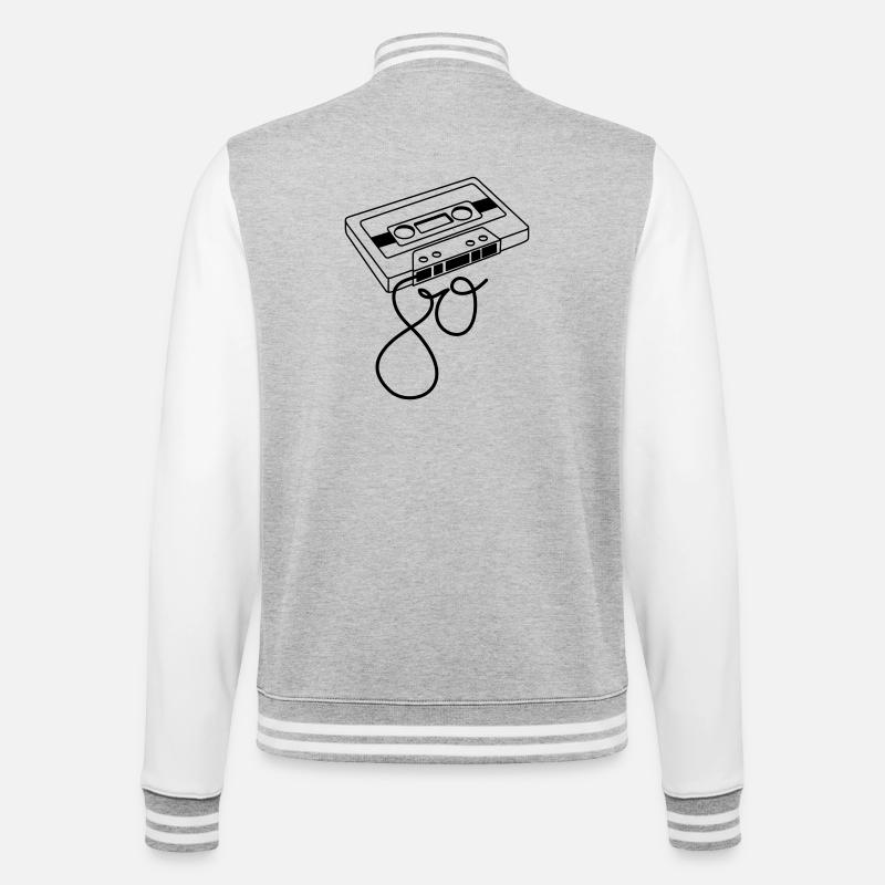 80s - College-Sweatjacke - Grau meliert/Weiß