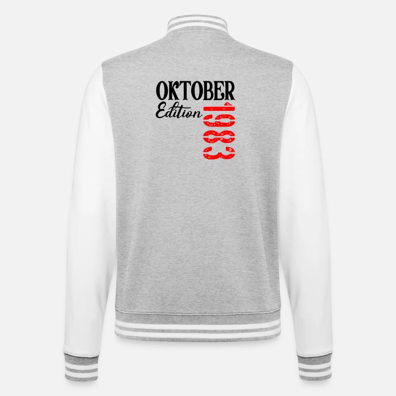 43e anniversaire Octobre 1983 - 43 ans - Veste Teddy - gris chiné / blanc