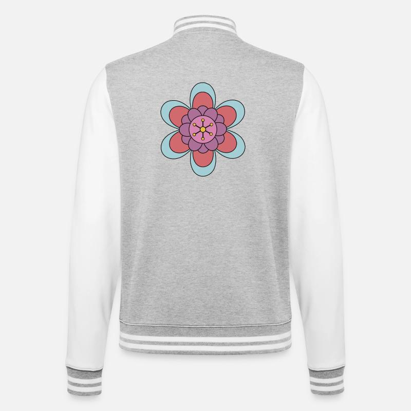 Niedliche Funky Hippie Boho Blume - College-Sweatjacke - Grau meliert/Weiß