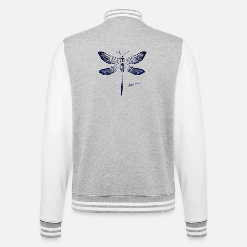 Tiefblaue Libellen Silhouette - College-Sweatjacke - Grau meliert/Weiß