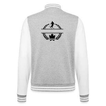 Kanada Ahornblatt mit Skifahrer, Skilorbeerkranz - College-Sweatjacke - Grau meliert/Weiß - Hinten - Marisol (170cm)