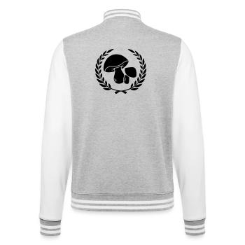 Pilze im Lorbeerkranz - College-Sweatjacke - Grau meliert/Weiß - Hinten - Marisol (170cm)