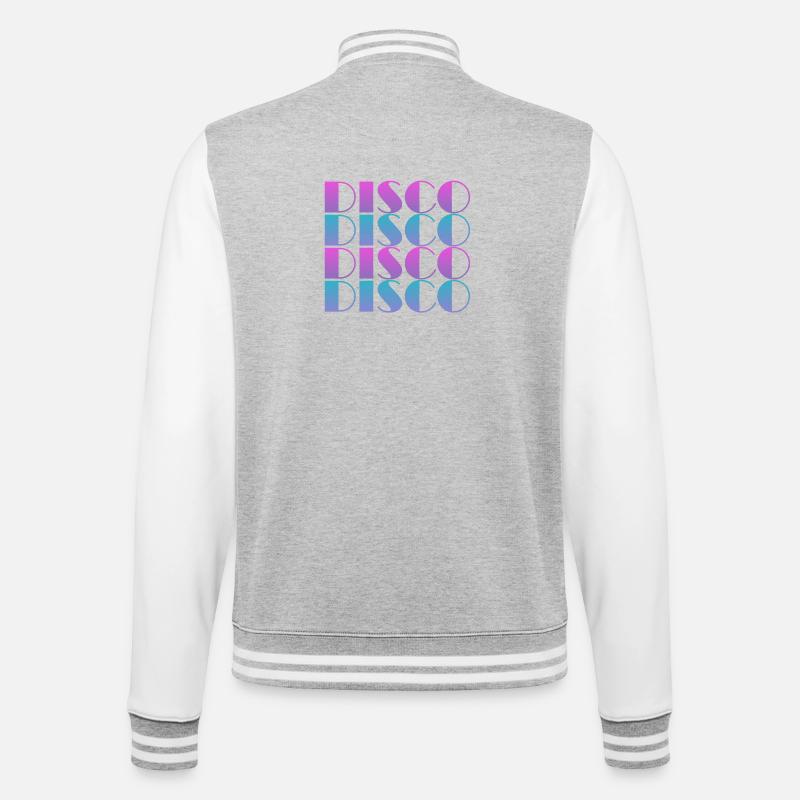 Vibrant Disco Text Pattern Design - College Sweat Jacket - heather grey/white
