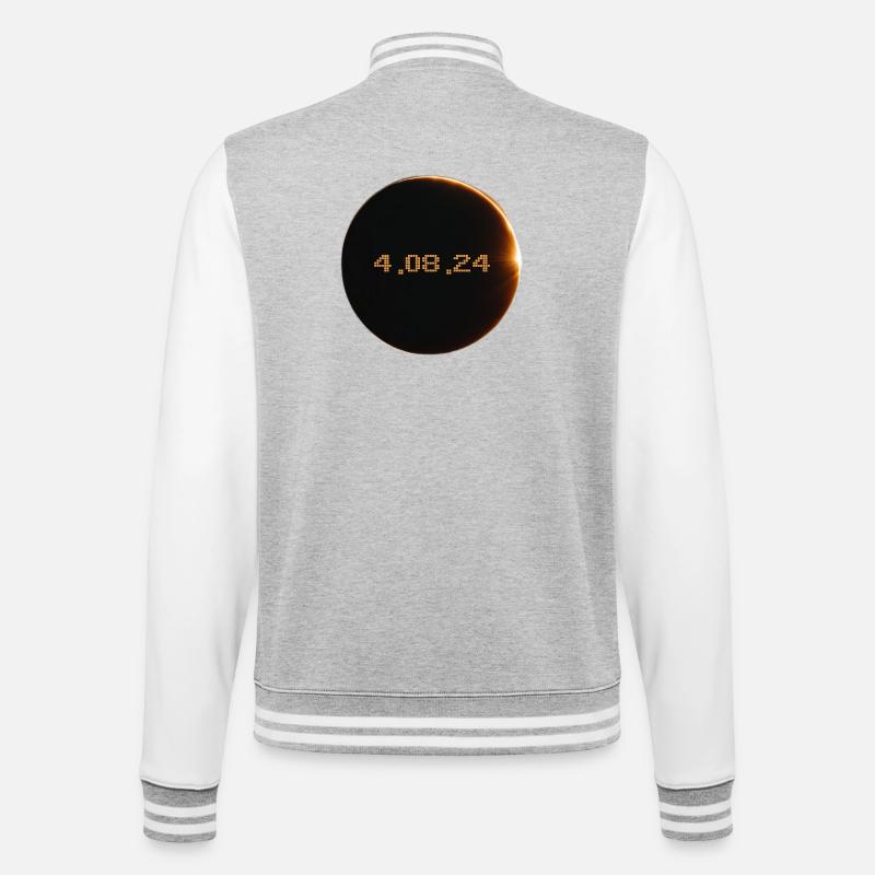 Eclipse de Soleil 2024 - Veste Teddy - gris chiné / blanc
