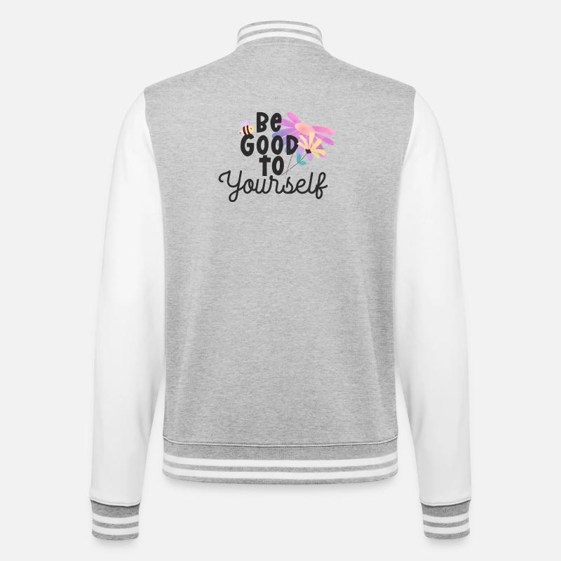 Sei gut zu dir selbst - College-Sweatjacke - Grau meliert/Weiß