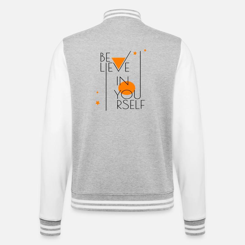 believe in yourself - College-Sweatjacke - Grau meliert/Weiß