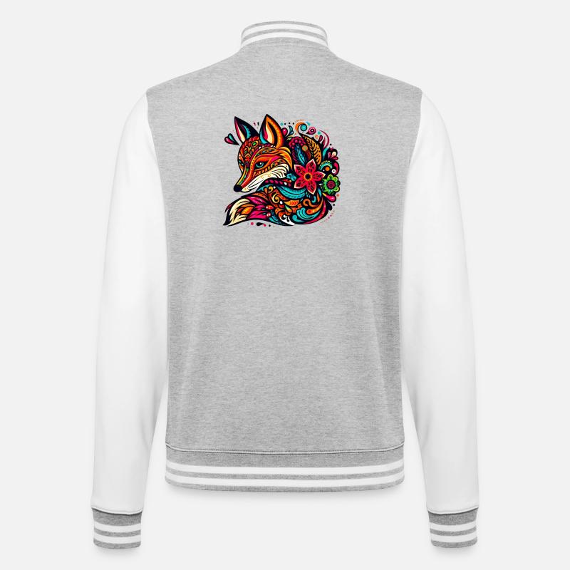Fox - College Sweat Jacket - heather grey/white