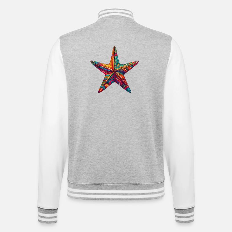 Seestern - College-Sweatjacke - Grau meliert/Weiß