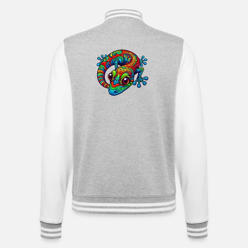 Gecko - Veste Teddy - gris chiné / blanc