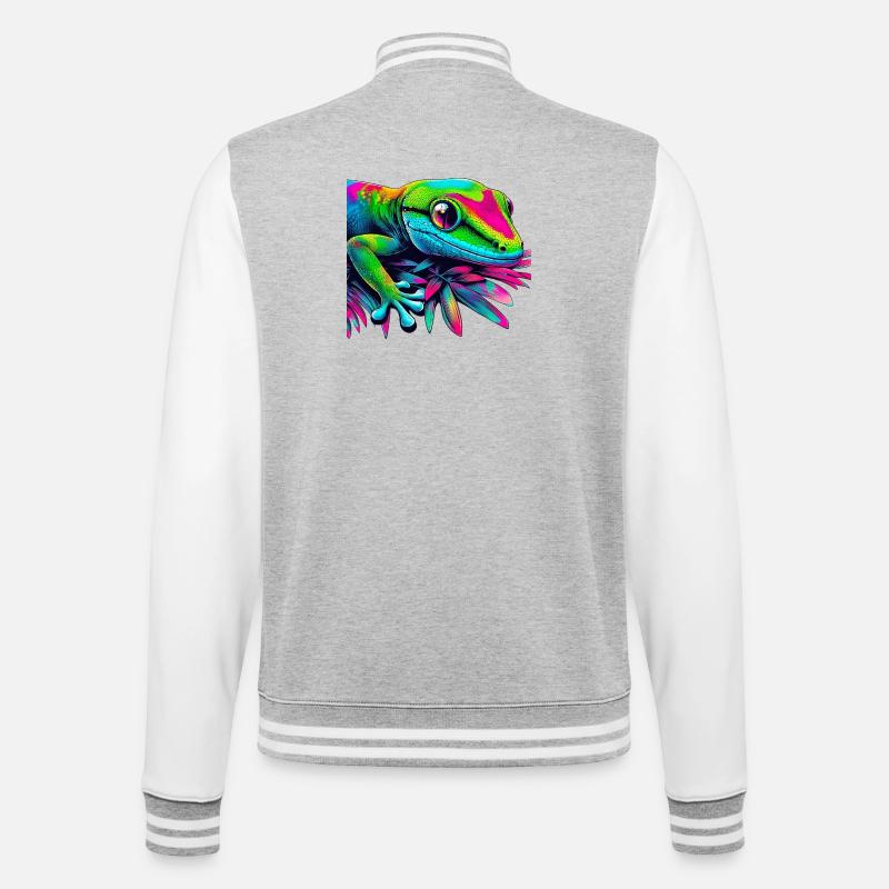 Gecko - Veste Teddy - gris chiné / blanc