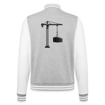 Grue de construction avec conteneur maritime - Veste Teddy - gris chiné / blanc - Dos - Marisol (170cm)