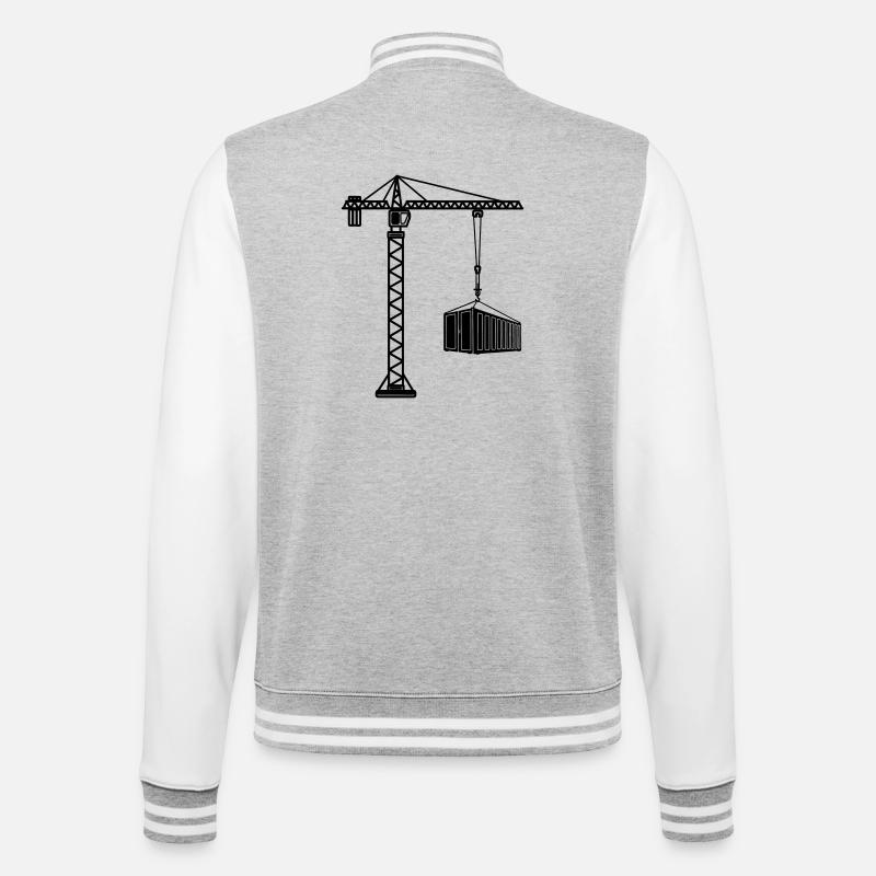 Grue de construction avec conteneur maritime - Veste Teddy - gris chiné / blanc