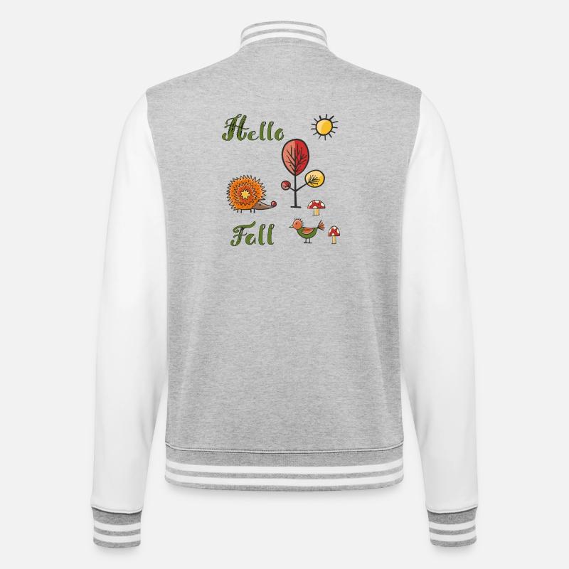 Hello Fall - College Sweat Jacket - heather grey/white
